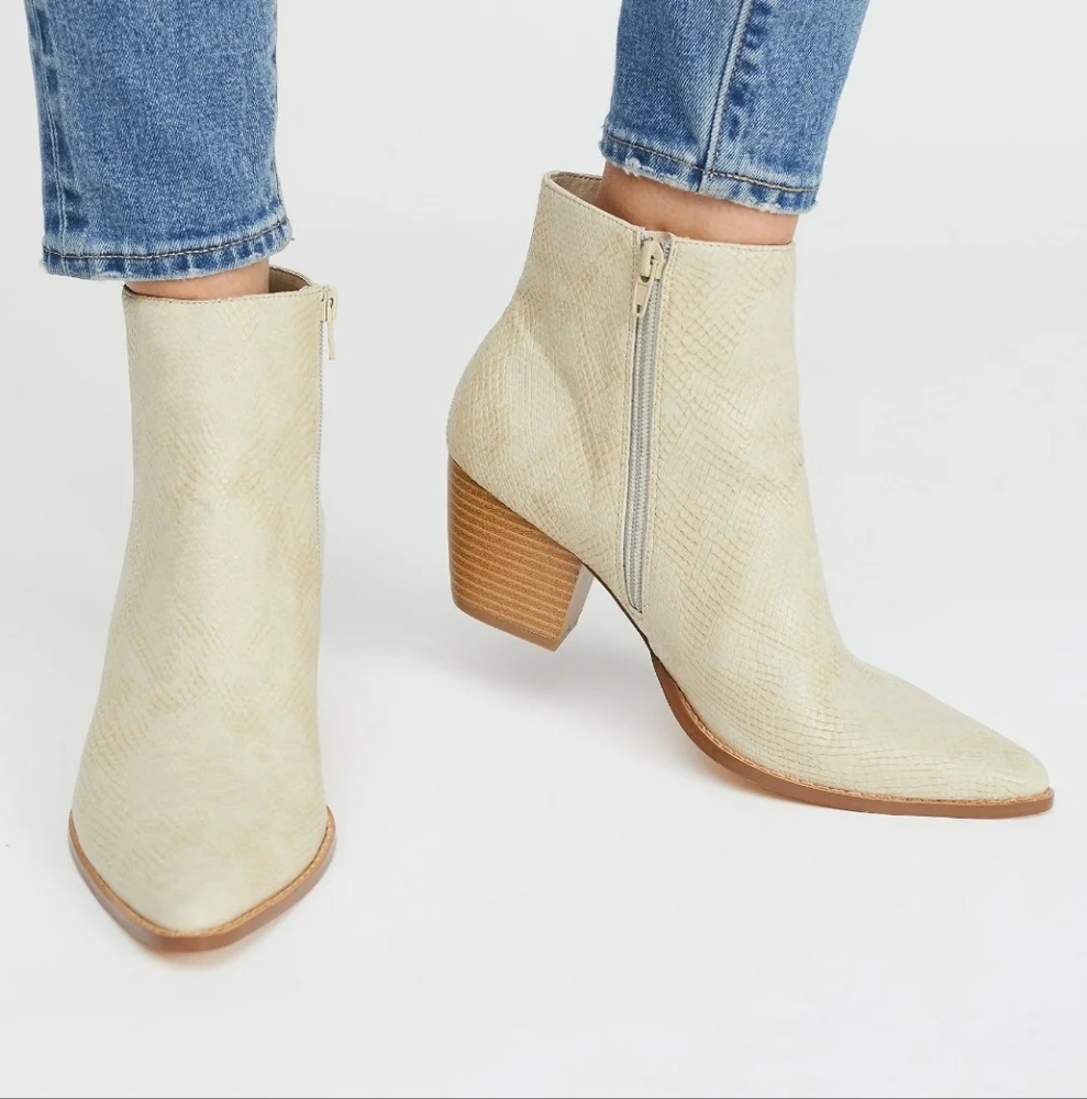 Coconuts by Matisse Vegan Snake Skin Going West Zip Up Heeled Bootie Boots - Picture 7 of 16